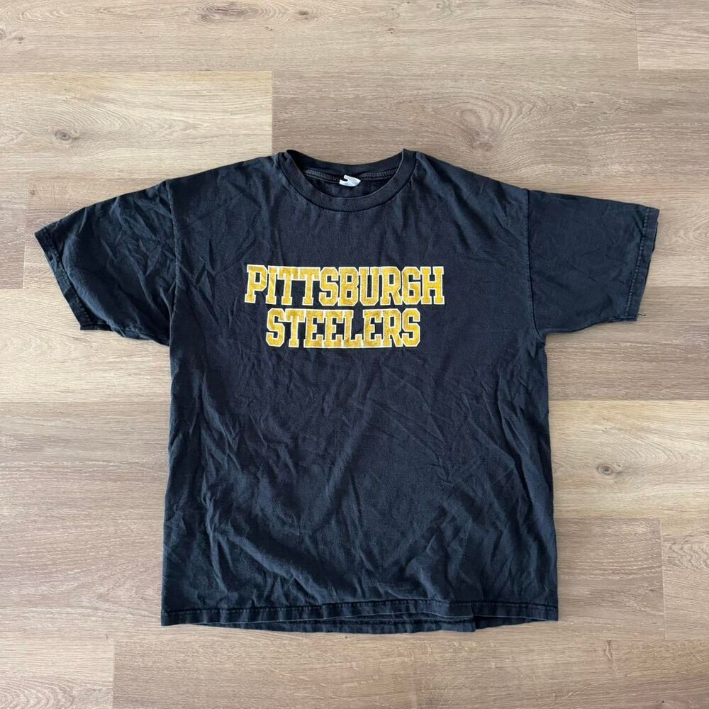 Vintage Champion Pittsburgh Steelers T-shirt black yellow XL mens nfl